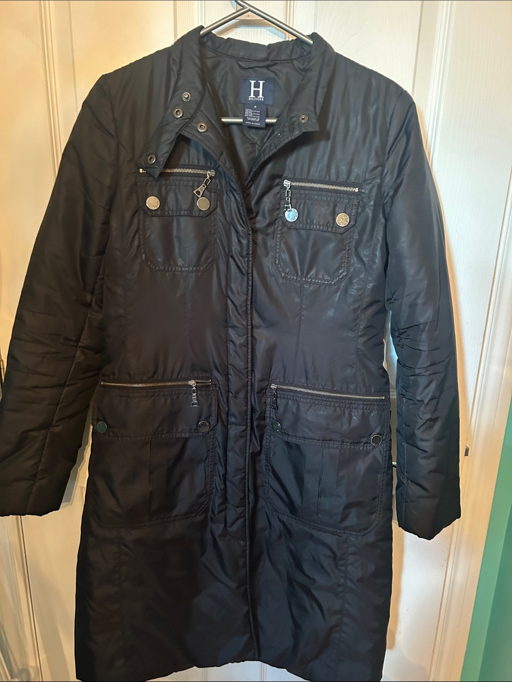 Tommy Hilfiger Black Long Quilted Puffer Coat